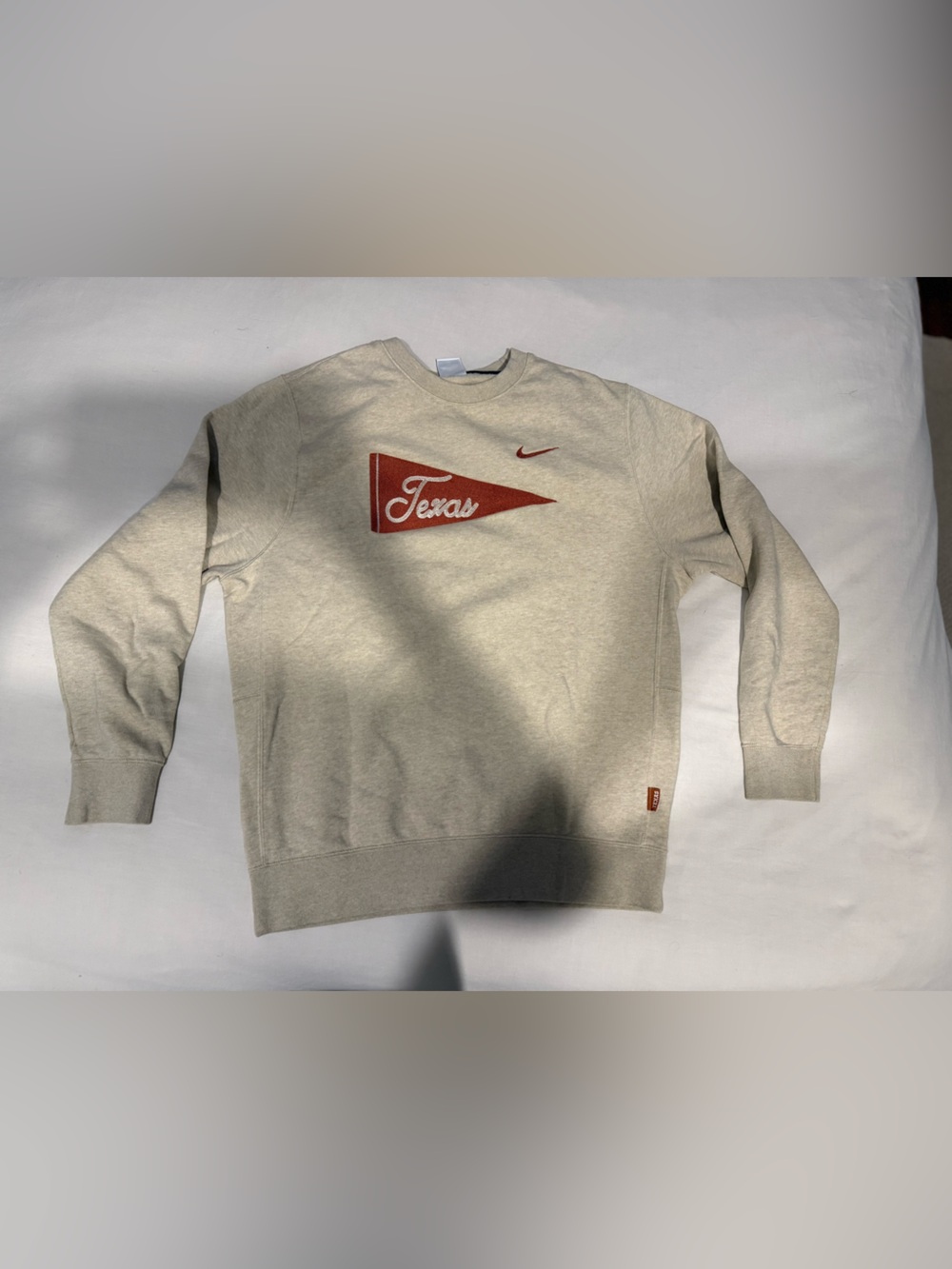 Nike Crewneck Sweatshirt in Oatmeal with Cardinal Texas Pennant